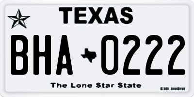 TX license plate BHA0222