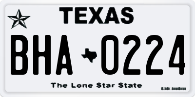 TX license plate BHA0224