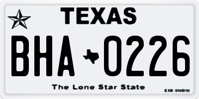TX license plate BHA0226