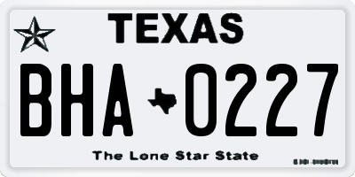 TX license plate BHA0227