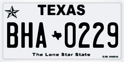 TX license plate BHA0229
