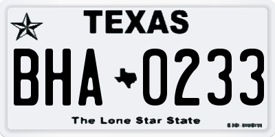 TX license plate BHA0233