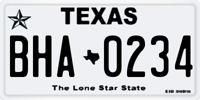 TX license plate BHA0234