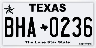 TX license plate BHA0236