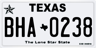 TX license plate BHA0238
