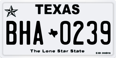 TX license plate BHA0239