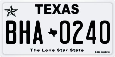 TX license plate BHA0240