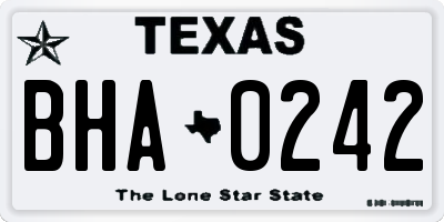 TX license plate BHA0242