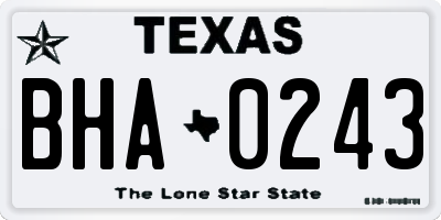 TX license plate BHA0243