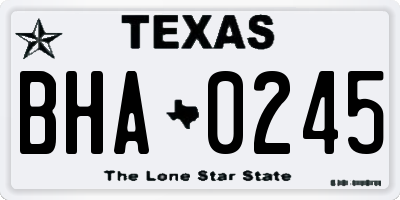 TX license plate BHA0245