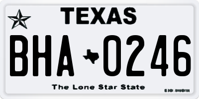 TX license plate BHA0246