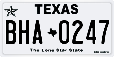 TX license plate BHA0247