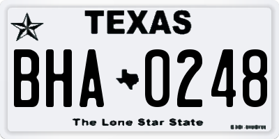 TX license plate BHA0248