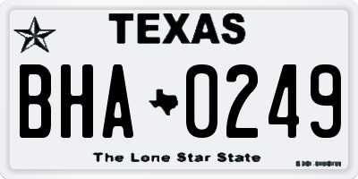 TX license plate BHA0249