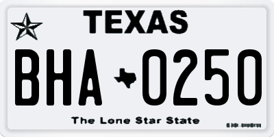 TX license plate BHA0250