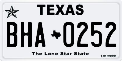 TX license plate BHA0252