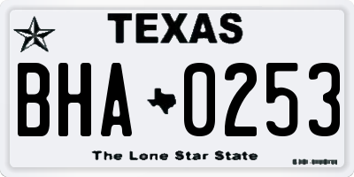 TX license plate BHA0253