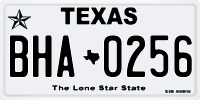 TX license plate BHA0256