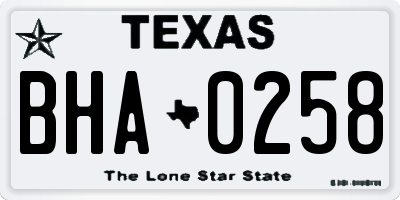 TX license plate BHA0258
