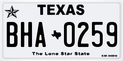 TX license plate BHA0259