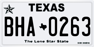 TX license plate BHA0263