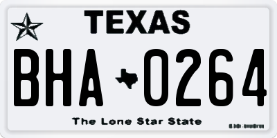 TX license plate BHA0264