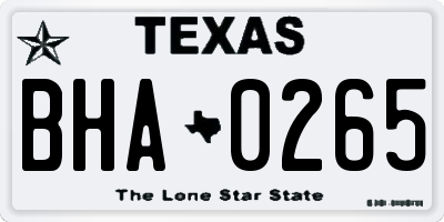 TX license plate BHA0265