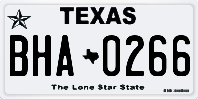 TX license plate BHA0266