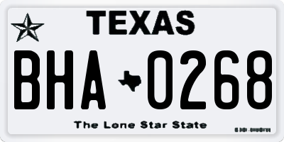 TX license plate BHA0268