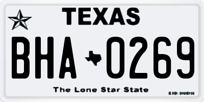 TX license plate BHA0269