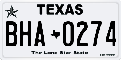 TX license plate BHA0274