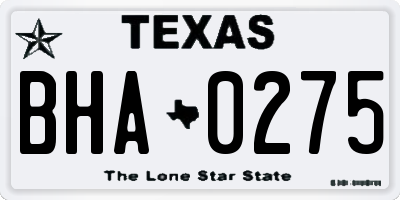 TX license plate BHA0275