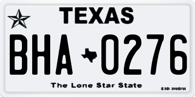 TX license plate BHA0276