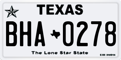 TX license plate BHA0278