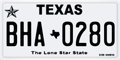 TX license plate BHA0280