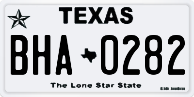 TX license plate BHA0282