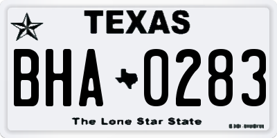 TX license plate BHA0283