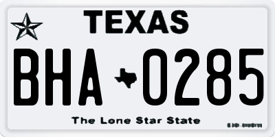 TX license plate BHA0285
