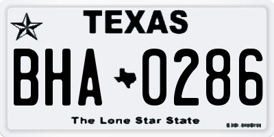 TX license plate BHA0286