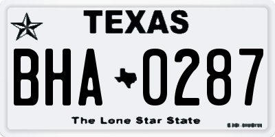 TX license plate BHA0287