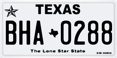 TX license plate BHA0288