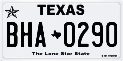 TX license plate BHA0290