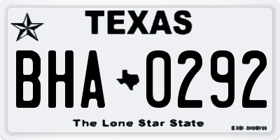 TX license plate BHA0292