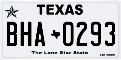 TX license plate BHA0293