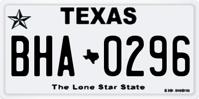 TX license plate BHA0296