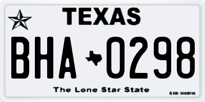 TX license plate BHA0298
