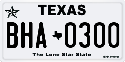 TX license plate BHA0300