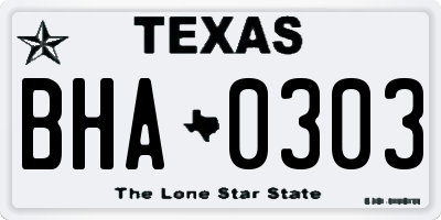 TX license plate BHA0303