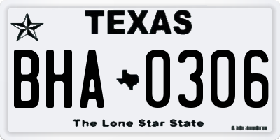 TX license plate BHA0306