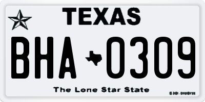 TX license plate BHA0309